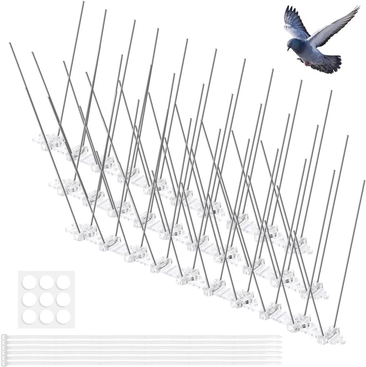Anti-vogelspikes voor Duiven, RVS Vogelafschrikspikes voor Daken en Ramen, Effectieve Vogelbestrijding en Dierpreventie met 3 Stuks