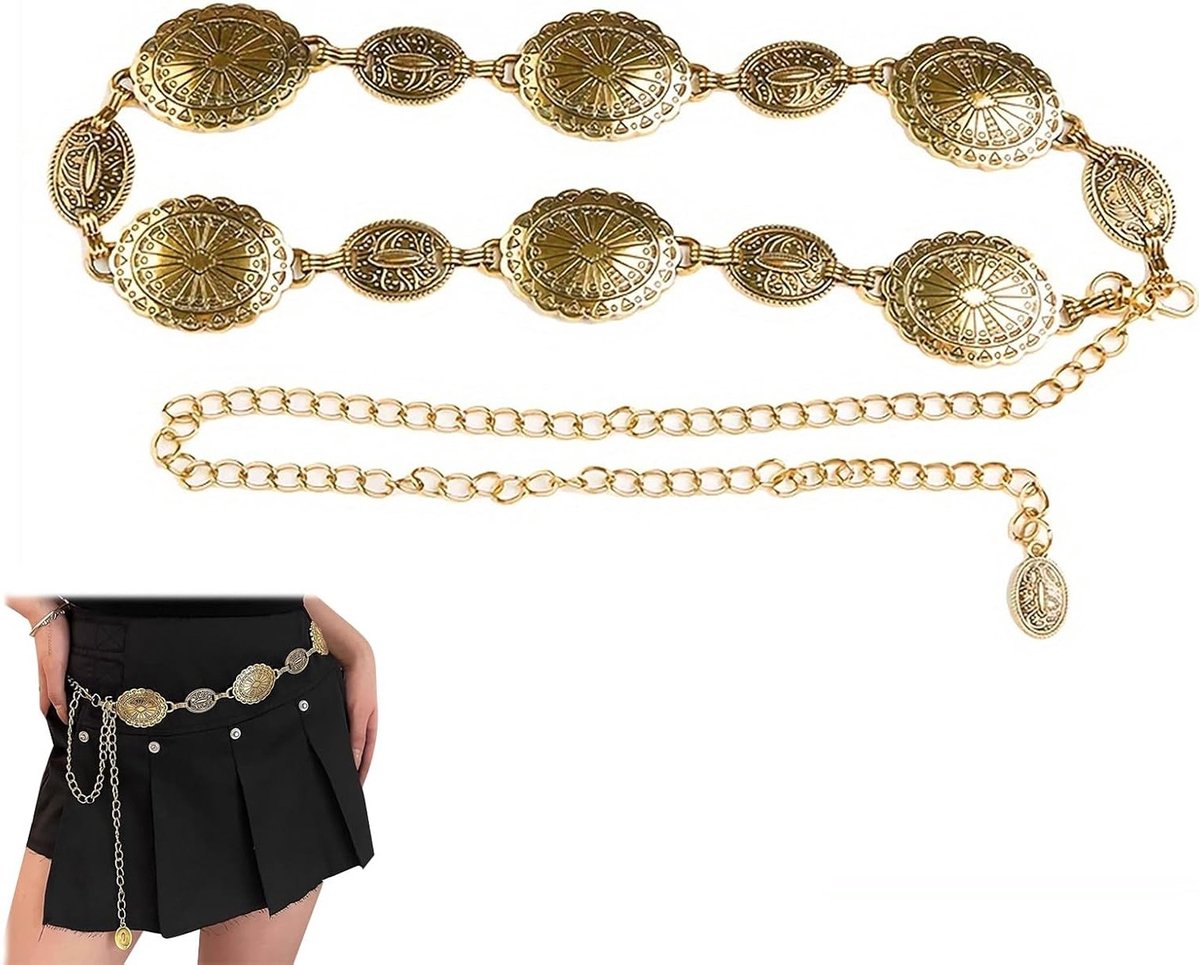 Verstelbare Metalen Heupketting voor Dames - Vintage Stijl Gouden Accessoire voor Jurken, Jeans en Feestoutfits - Modieuze en Unieke Look