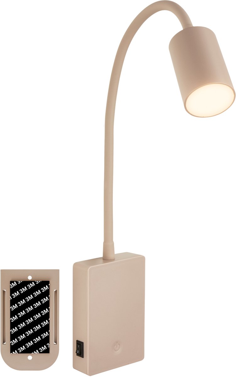 BRILONER Smooth - Wandlamp oplaadbaar binnen - leeslamp op accu - dimbaar wandverlichting - USB-C - warm wit licht - 36 uur accu - beige