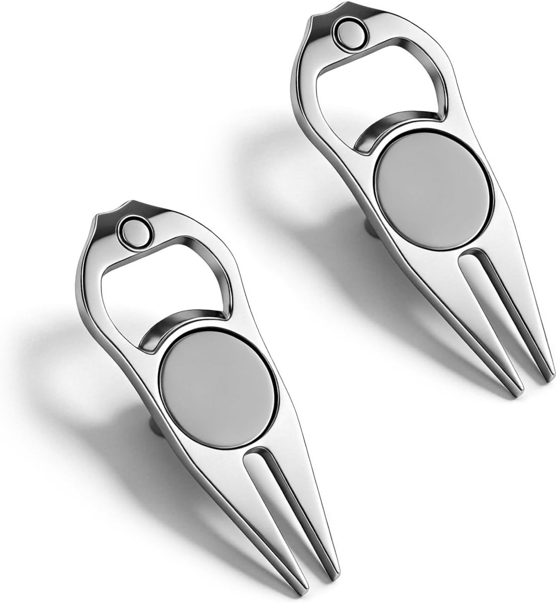 2 stuks dubbele pitchfork met verwijderbare markers, ergonomisch gereedschap voor het onderhouden van pitchmarks op de golfbaan, ideaal voor golfers en golfaccessoires