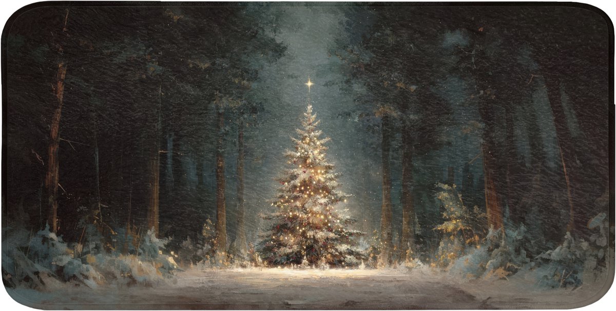 Badmat 120x60 cm - Antislip - Kerstboom - Bos - Sneeuw - meerkleurig - Badmatten voor badkamer - Badkamermat - Douchemat - Badkamer mat