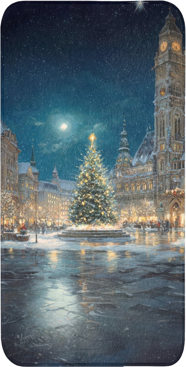Badmat 60x120 cm - Antislip - Kerstnacht - Stadsplein - Meerkleurig - Badmatten voor badkamer - Badkamermat - Douchemat - Badkamer mat