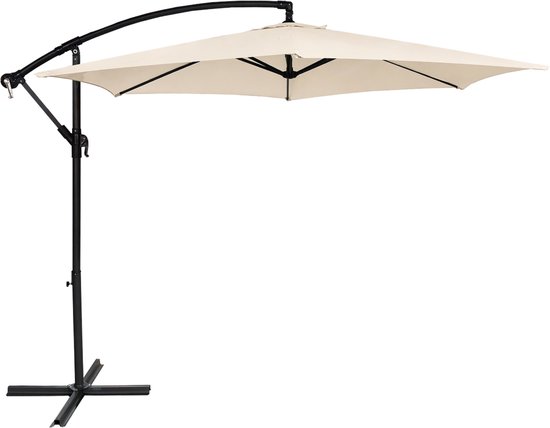 ACAZA Parasol - Zweefparasol - Beige - 300 cm diameter - Staal - Parasols - Rond - UV werend doek - Kantelbaar