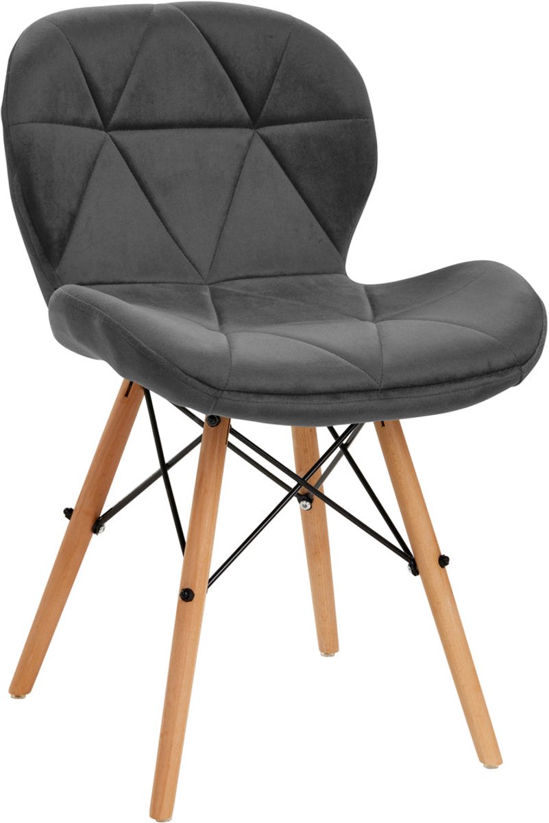 4RICO Makeupstoel QS 186 Ergonomisch Professioneel Ontwerp Met Grijze Fluwelen Bekleding