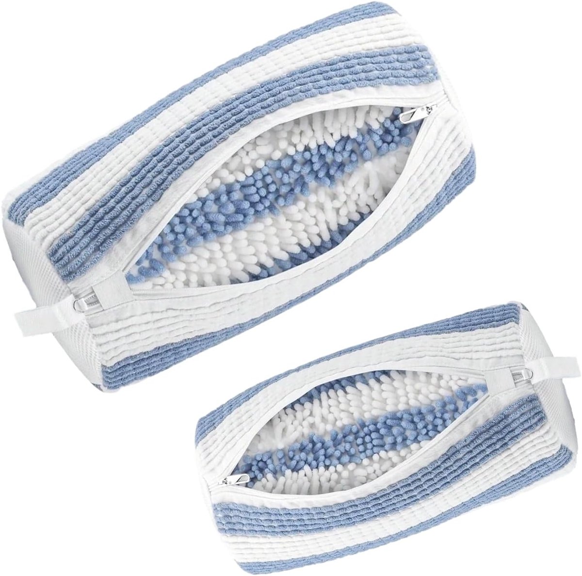 Schoenwaszak, wasmachine, waszak, schoenen wasmachine, schoenwaszak, schoenen wasmachine zak met 360° reinigingspluisje, schoenenzak voor wasmachine en droger (blauw - wit - 2 stuks)