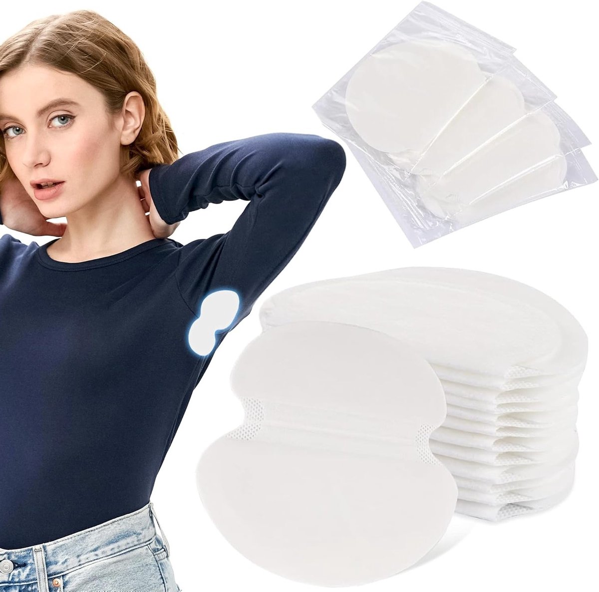 100 Stuks Onderarm Pads voor Mannen en Vrouwen, Ademend en Zelfklevend, Zweetabsorberend en Comfortabel, Onzichtbaar en Antitranspirant