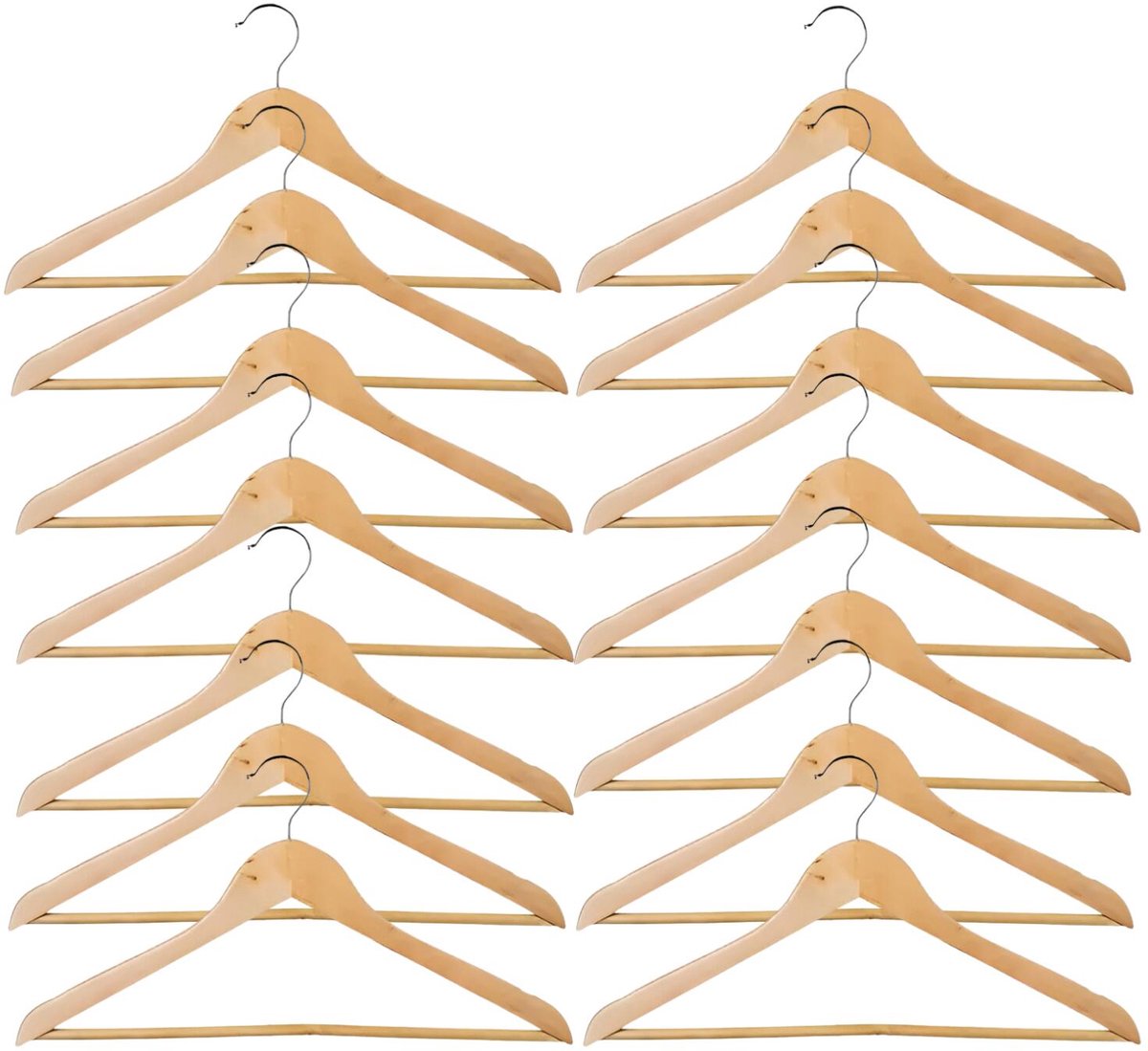 Storage Solutions Kledinghangers Milano - hout - set van 21x stuks - voor 2 kledingstukken