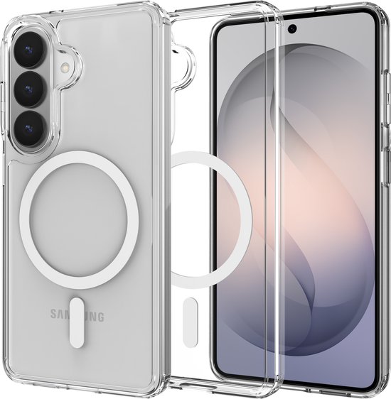 Set van twee transparante telefoonhoesjes, een met telefoon en een zonder.