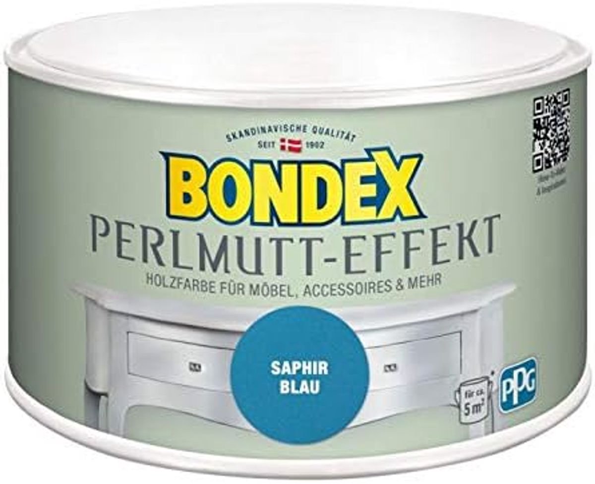 Bondex 424268 Parelmoer Effect Saffierblauw 0,5 L voor 5 m² - Decoratieve verf met een subtiel parelmoer glanseffect - ook geschikt voor muren