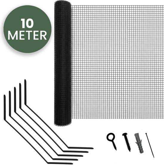 Filet pour chat STACK® avec supports – 10 mètres – Protection de clôture pour chat – Filet pour chat / Treillis pour chat – Clôture et enclos de jardin pour chat