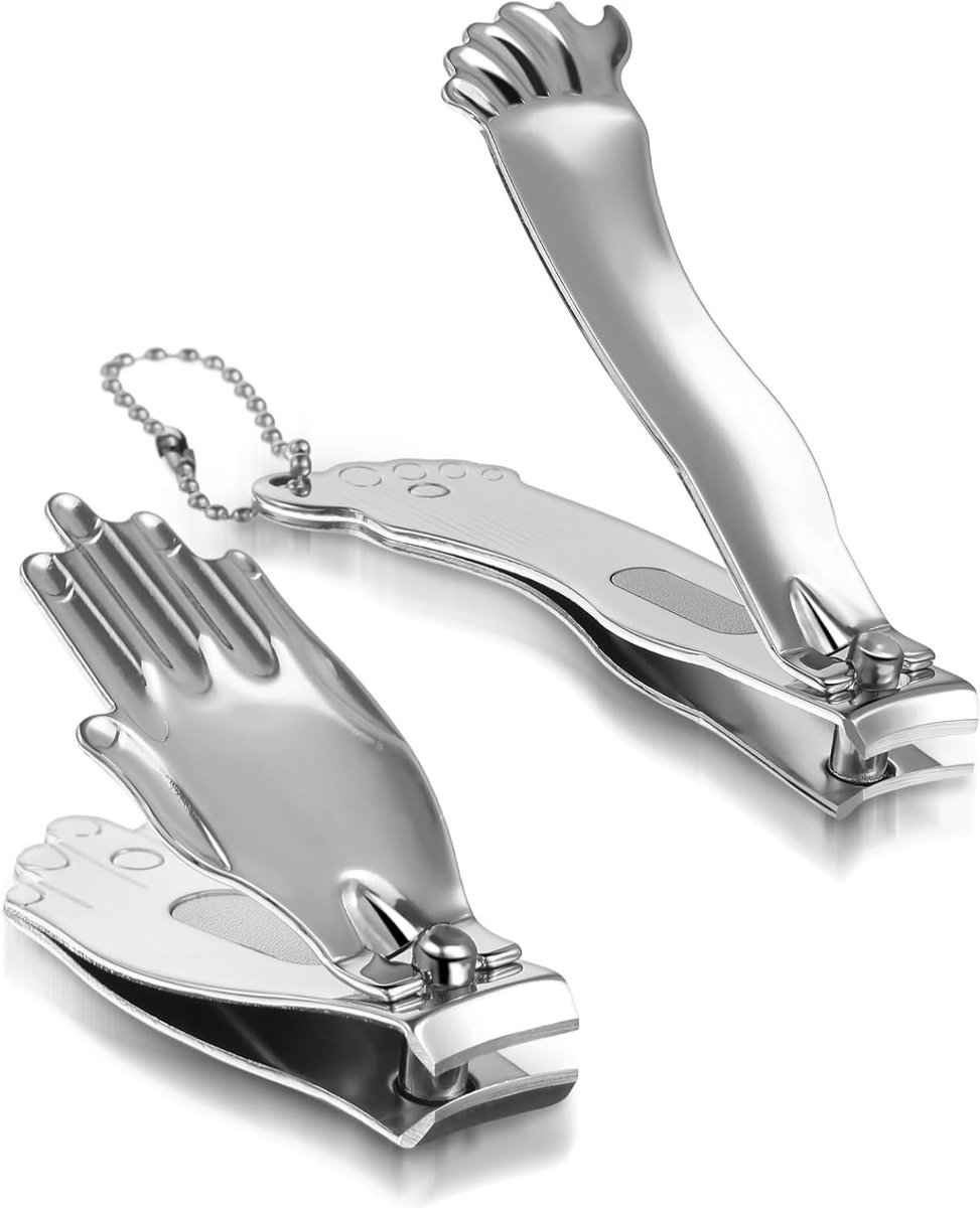 Grappige zilveren nagelknipper voor teennagels, roestvrij staal, grote en kleine nagelknippers voor mannen en vrouwen, ideaal voor verzorging en hygiëne