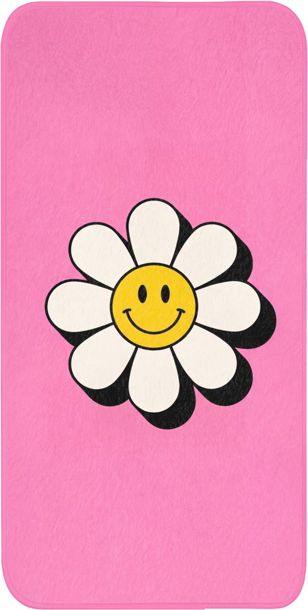 Badmat 60x120 cm - Antislip - Smiley - Bloem - Roze - Badmatten voor badkamer - Badkamermat - Douchemat - Badkamer mat
