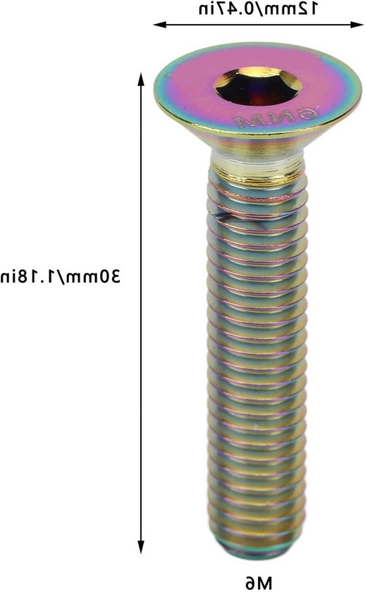 Dailygoods - Fiets Bouten - Titanium Schroeven - Lichtgewicht en Duurzaam - M6x30mm - Voor MTB Fiets Reparatie - Hoogwaardige Titanium Legering - Gesc... van Dailygoods — afbeelding 3