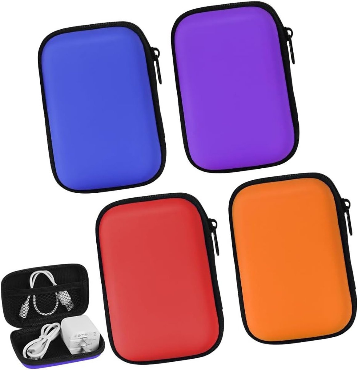 Praktische speelkaarten opbergcase voor reizen, beschermt kaarten tegen vocht en stof - 4-delige harde tas in oranje, rood, blauw en paars
