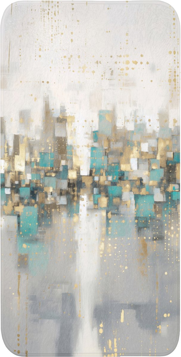 Badmat 60x120 cm - Antislip - Abstract - Blokken - Goud - Skyline - Badmatten voor badkamer - Badkamermat - Douchemat - Badkamer mat