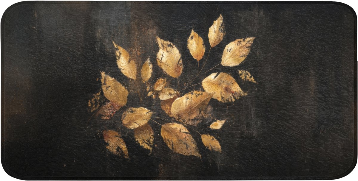 Badmat 120x60 cm - Antislip - Gouden Bladeren op Donkere Achtergrond - Badmatten voor badkamer - Badkamermat - Douchemat - Badkamer mat