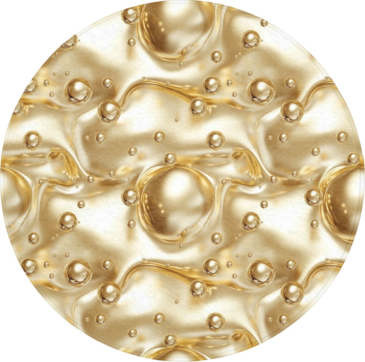 WC mat rond 70x70 cm - Antislip - Vloeibaar - Druppels - Goud - Toiletmat - Vloermat - Dou