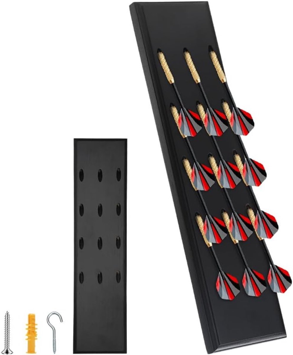 Dartpijlhouder voor 12 darts - houten wandmontage - natuurhoutkleur - perfect voor het opbergen van darts - ShopVlot