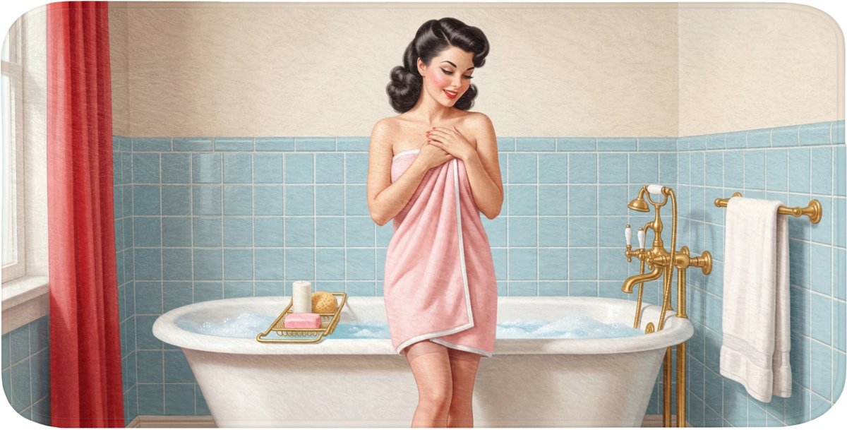 Badmat 120x60 cm - Antislip - Badkamer - Vrouw - Roze - Badmatten voor badkamer - Badkamermat - Douchemat - Badkamer mat