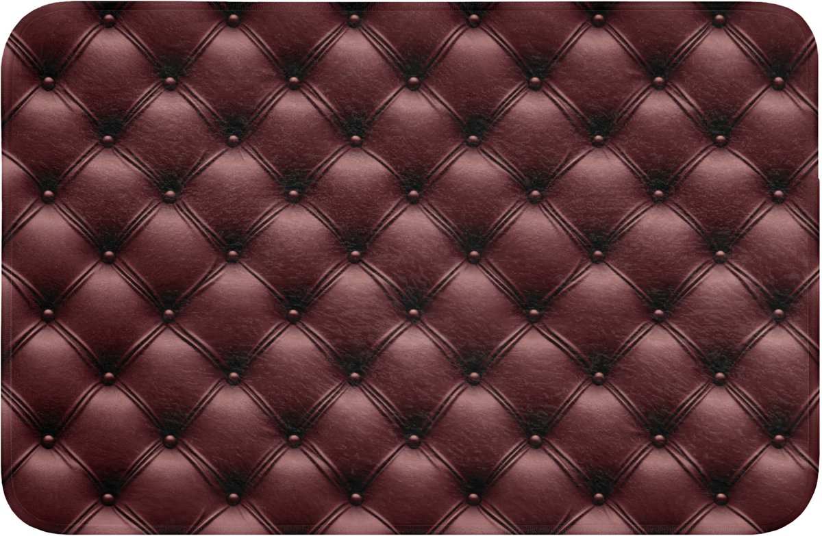 WC mat 60x40 cm - Antislip - Leer - Patroon - Bordeaux - Toiletmat - Vloermat - Douchemat