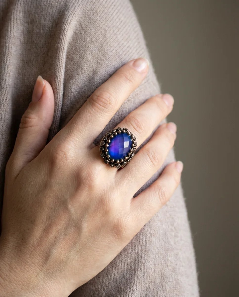 Dorvina Bronzen Sieraad Authentiek Kleur Kleurveranderend Natuurlijk His Steen Verstelbaar Ovaal Vintage Dames Ring