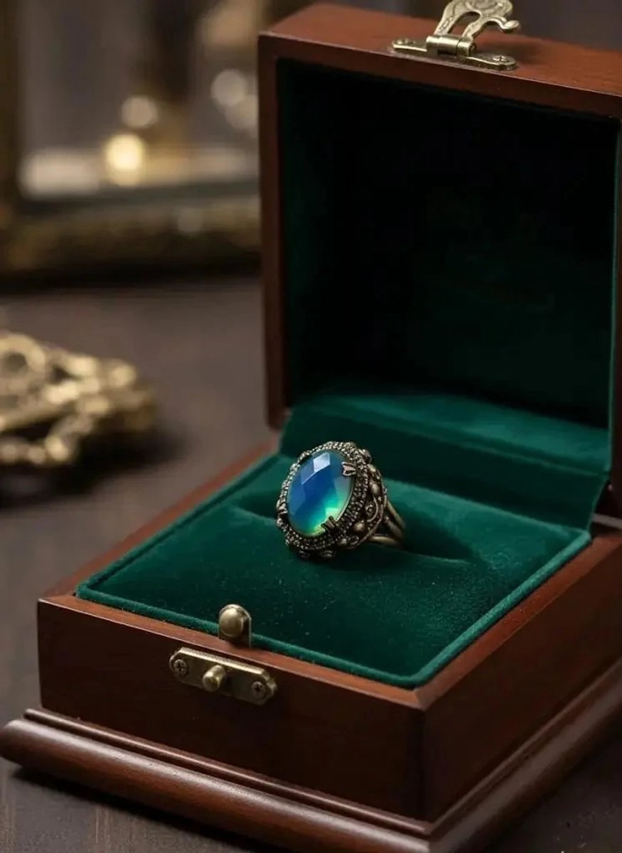 Dorvina Bronzen Sieraad Kleur Kleurveranderend His Steen Ovaal Sultan's Kesim Verstelbaar Antiek Vintage Dames Ring