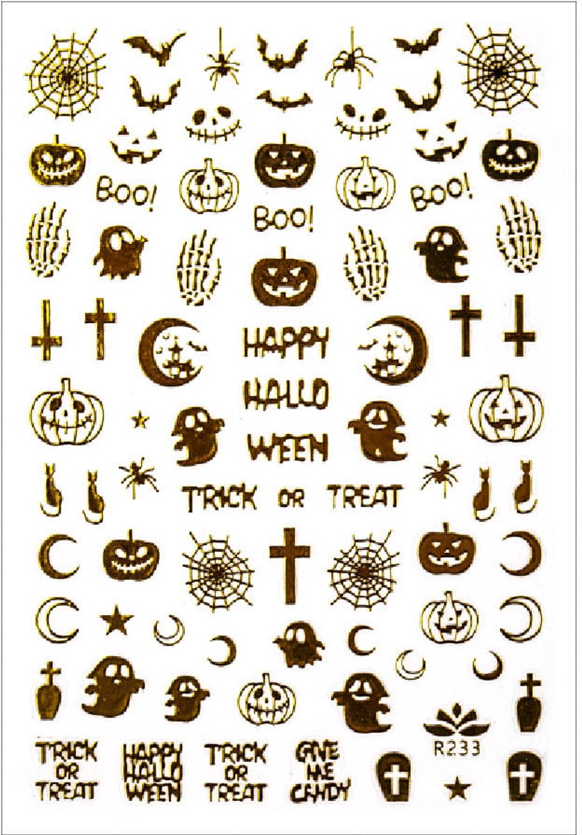 GNB-LAB R233 - Nagelstickers - Halloween - Goud - Zelfklevend