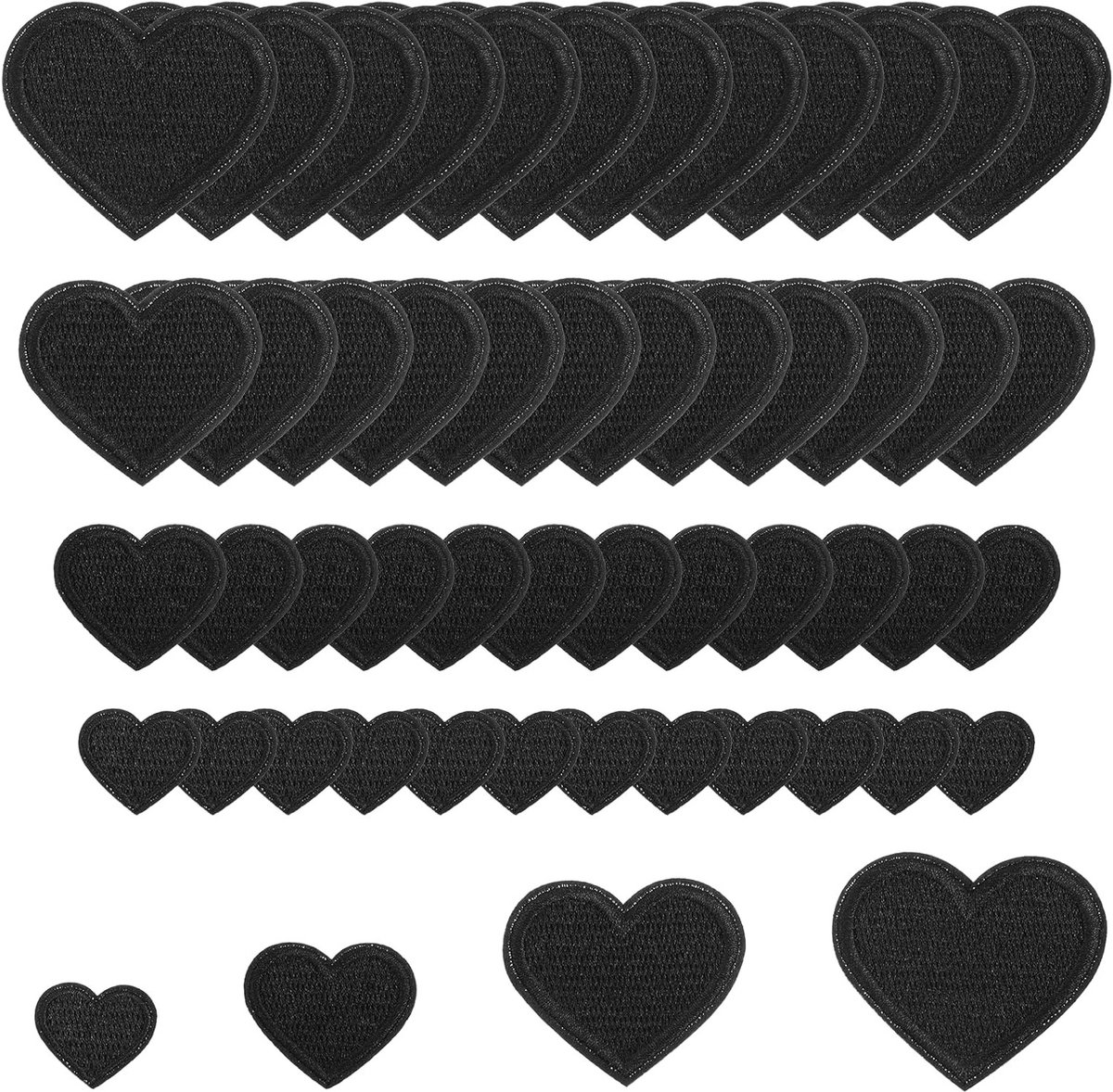 Harten Patches voor Kleding en Accessoires - 48 Stuks Strijk- en Naai Patches voor Jeans, Hoeden en Rugzakken, Decoratie en Herstel