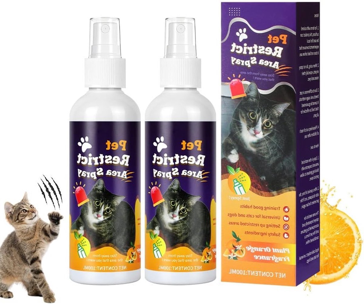 Natuurlijke Kat Afschrik Spray voor Training en Gedrag, Beschermt Meubels en Sofas, 100ml*2