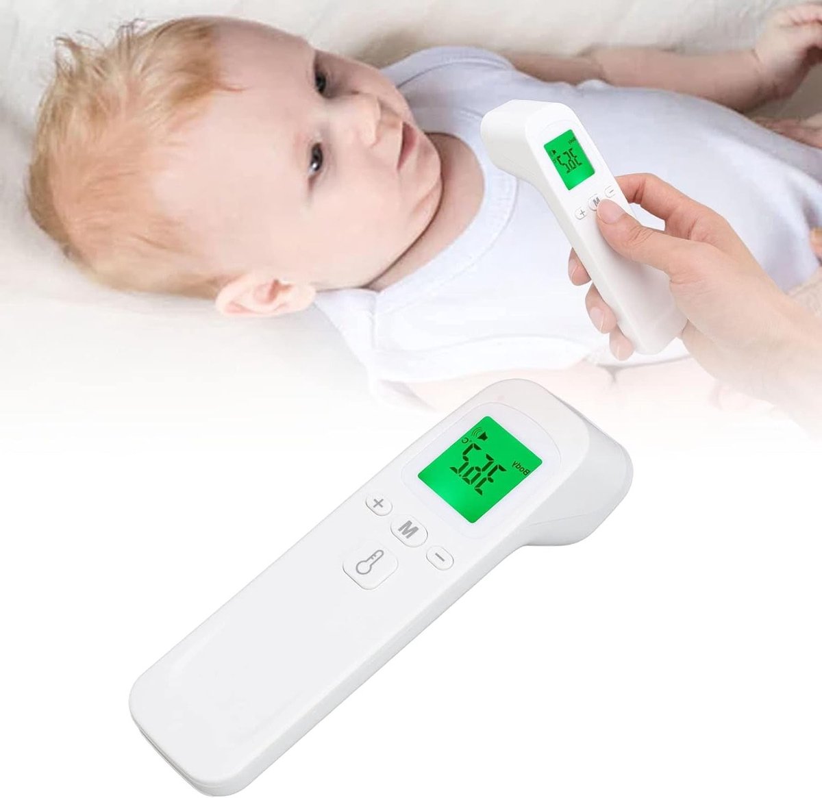 Digitale Voorhoofdthermometer voor Volwassenen en Baby's, Niet-contact Infraroodthermometer met Snelle en Nauwkeurige Metingen, Hoge Temperatuur Alarmfunctie