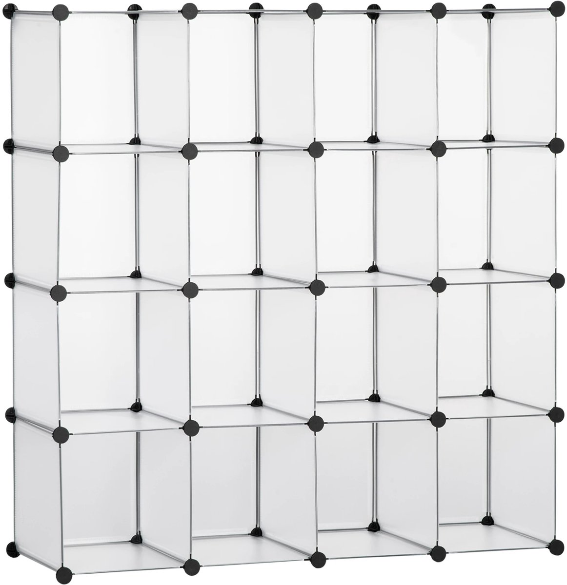 Archi Modulaire Kunststof Kast – Vakkenkast - 16 Vakken – Stapelbare Opbergkast – Kledingkast & Schoenenkast - 125 × 32 × 125 cm