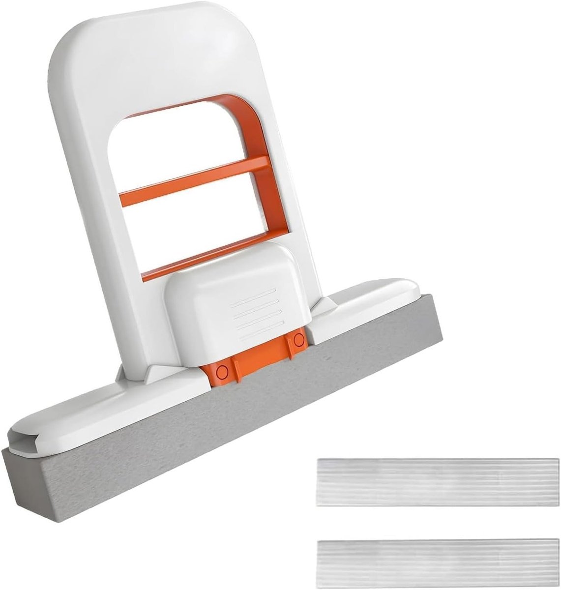 Vouwbare Mini Mop voor Nat en Droog Schoonmaken, Draagbare Fregona voor Keuken, Badkamer en Oppervlakken, Oranje Wit
