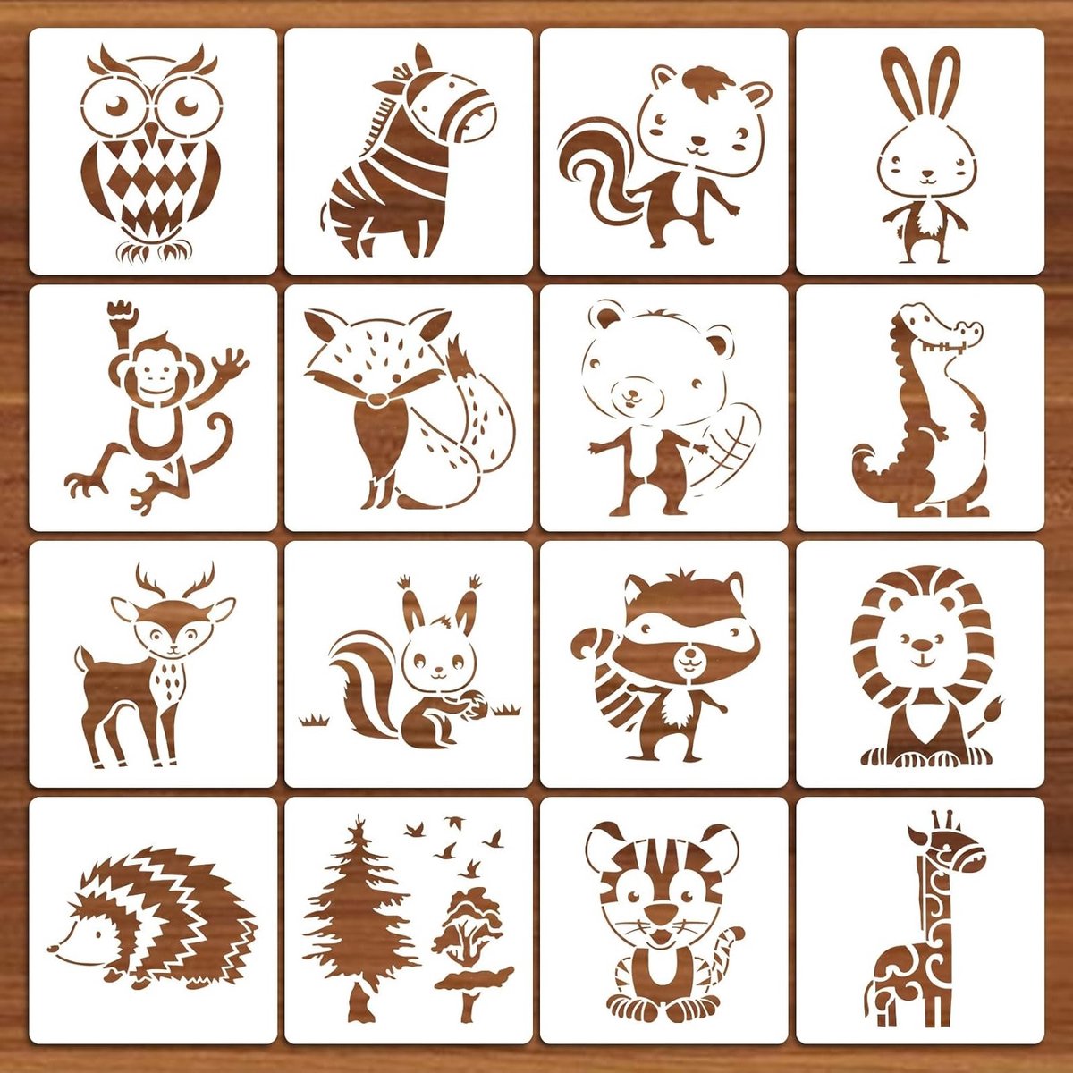 16 Stuks Duidelijke Tekenmalen voor Kinderen - Dieren, Tekenhulpmiddelen en Schilderbenodigdheden voor School en Creatieve Activiteiten