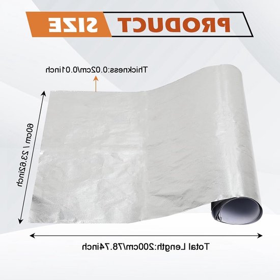 Hittebestendige Isolatiemaat 60 x 200 cm - Zelfklevende Vlamvertragende Mat voor Auto, Motor en Uitlaat, Ideaal voor Warmtebescherming en Isolatie — afbeelding 5