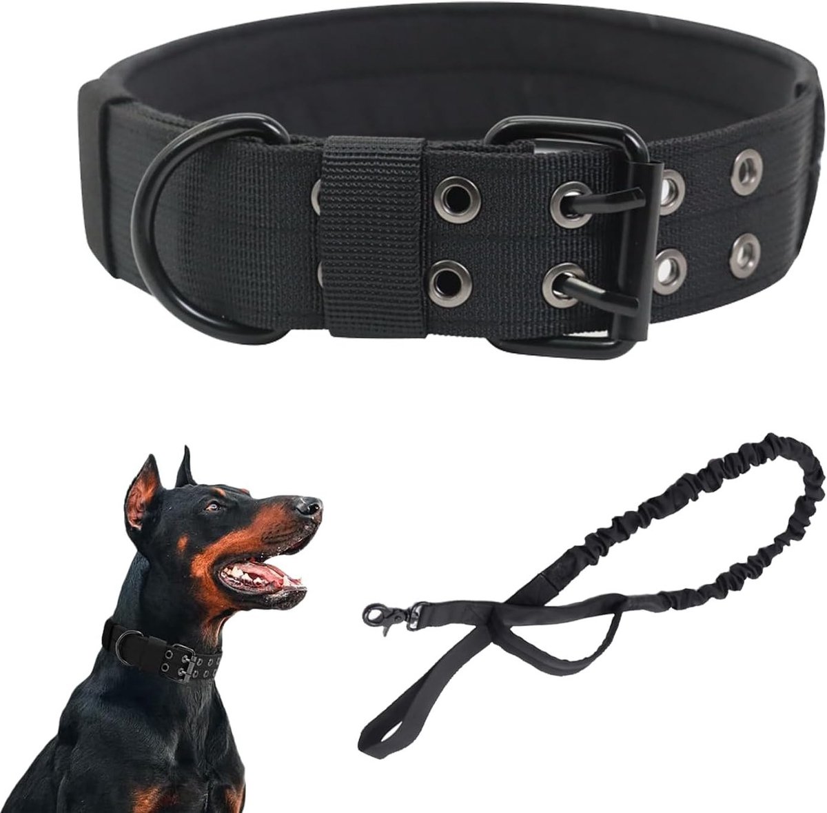 Verstelbare Hondenhalsband van Nylon, Zacht Gevoerd, Geschikt voor Training, Patrouilles, Hardlopen en Jagen