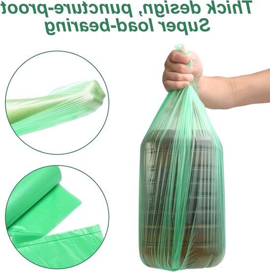 Biologisch afbreekbare afvalzakken - 100 stuks, recycleerbare en composteerbare zakken voor huishouden, tuin en kantoor — afbeelding 3