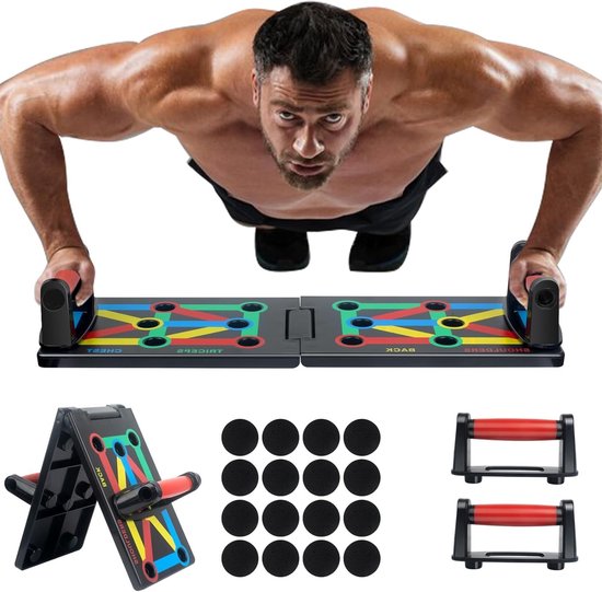 Vouwbaar Push-Up Bord voor Thuistraining - 12-in-1 Fitness Apparaat voor Spiertraining, Krachttraining en Conditie verbeteren