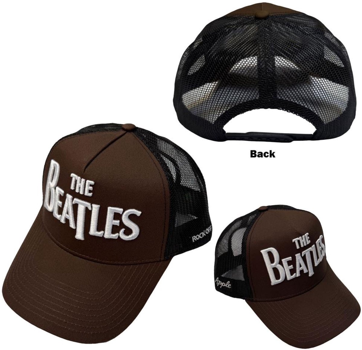 The Beatles - Drop T Logo & Apple Trucker pet - Bruin/Zwart