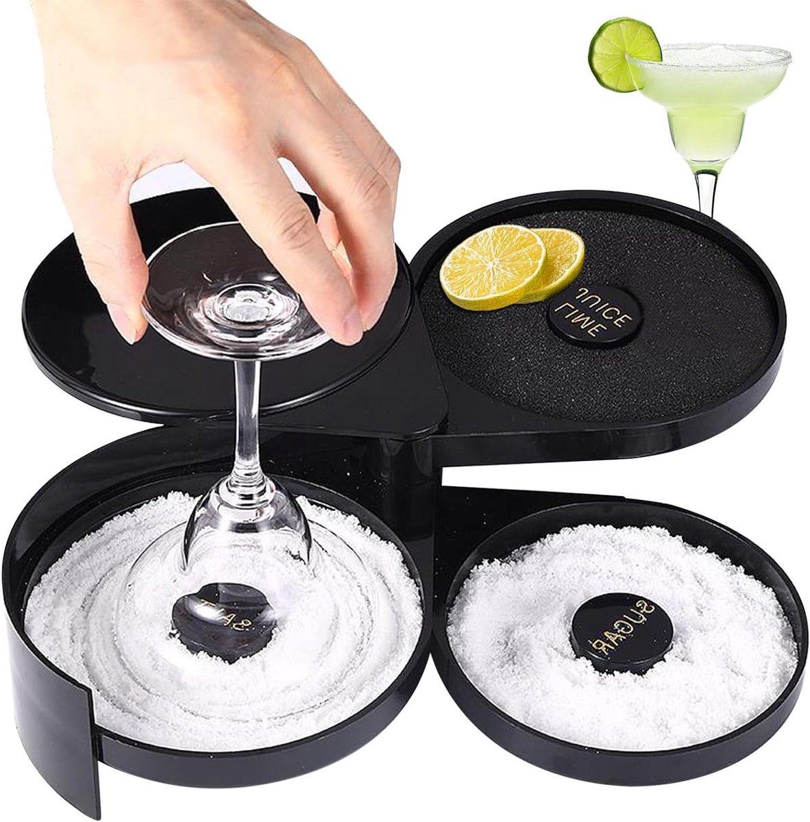 Drie-laags Cocktail en Margarita Mix Box met Spons, Ideaal voor Bar, Pub en Feestjes, Inclusief Zout en Suiker Container