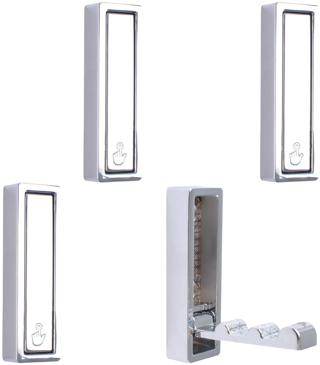 Seb2 - Vouwhaak - Wandhaak met meerdere functies - Ruimtebesparend ontwerp - Zink legering - Ideaal voor jassen en tassen - Set van 4