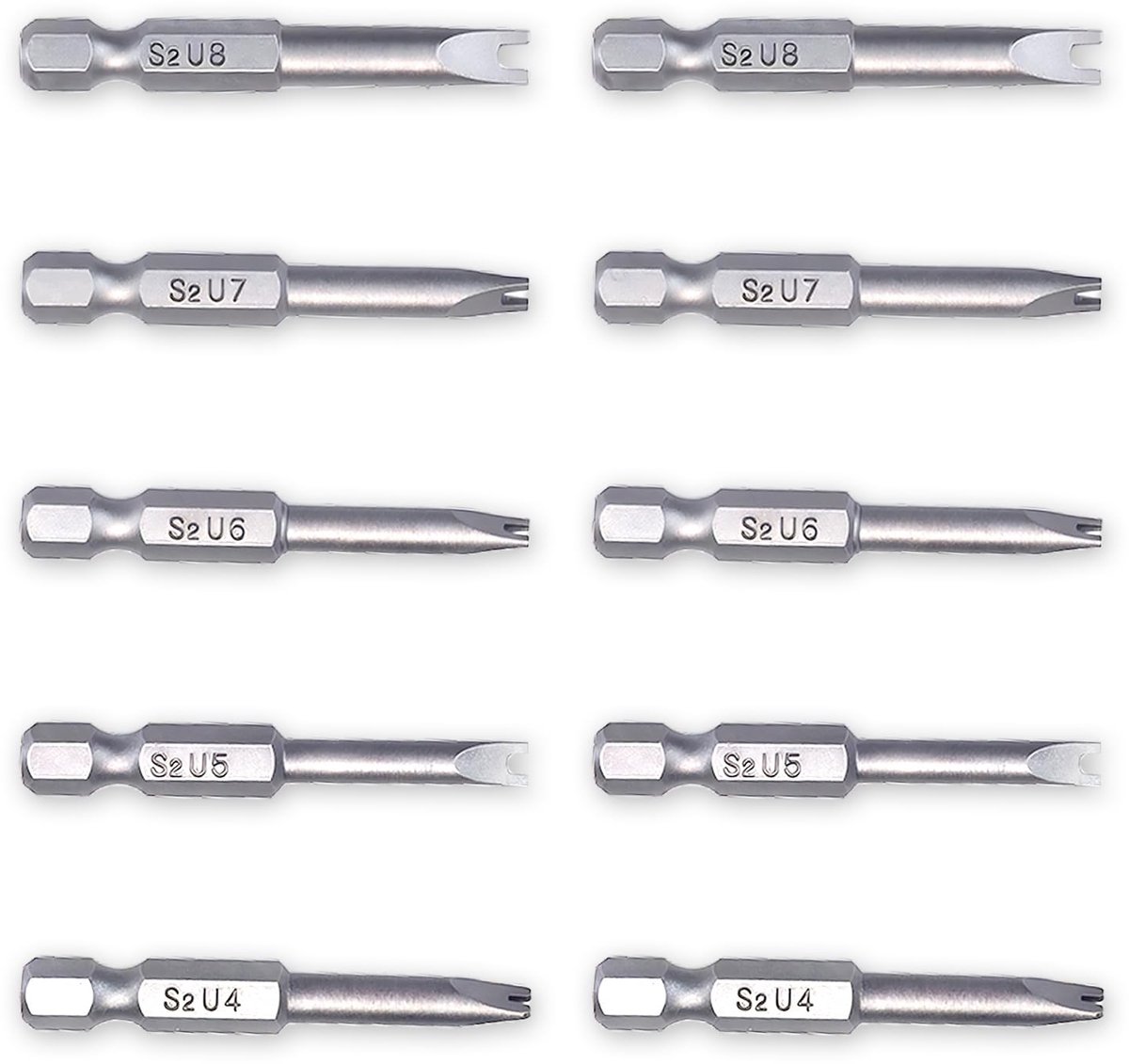 Seb3 - U-Type Screwdriver Bits - 10-delige set - Magnetisch en U-vormig - 1/4 inch hex schacht - Geschikt voor elektrische apparaten - S2 staal