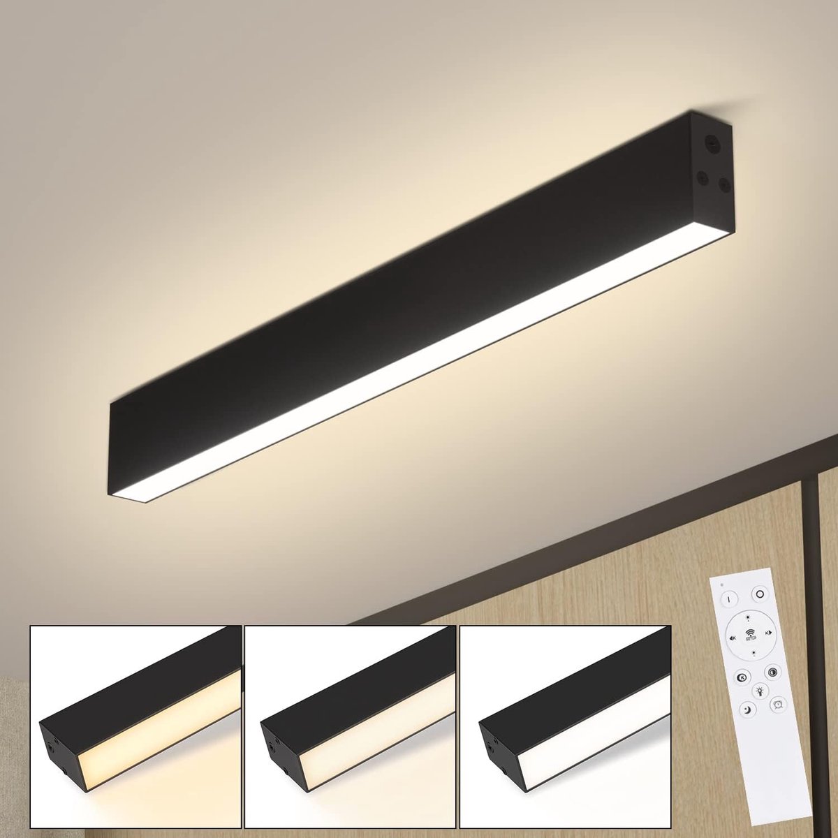 Glitzerlife - Plafondlamp Led Plafondverlichting - Dimbaar CCT Geheugenfunctie Flikkervrij - 29W 2320lm - 50cm - Zwart