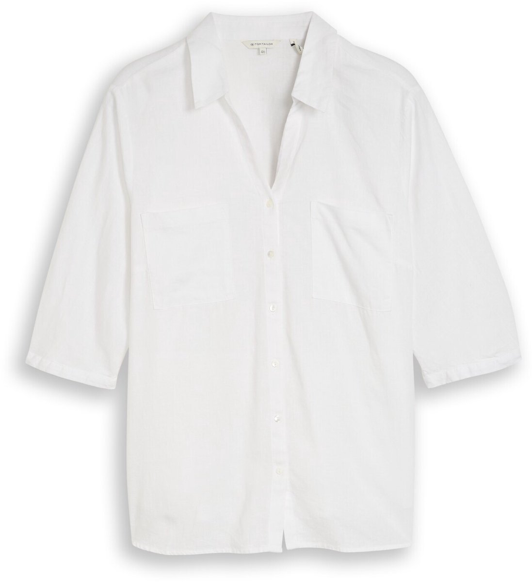 Tom Tailor - Plus Size - Overhemdblouse met linnen - Maat 54 - White