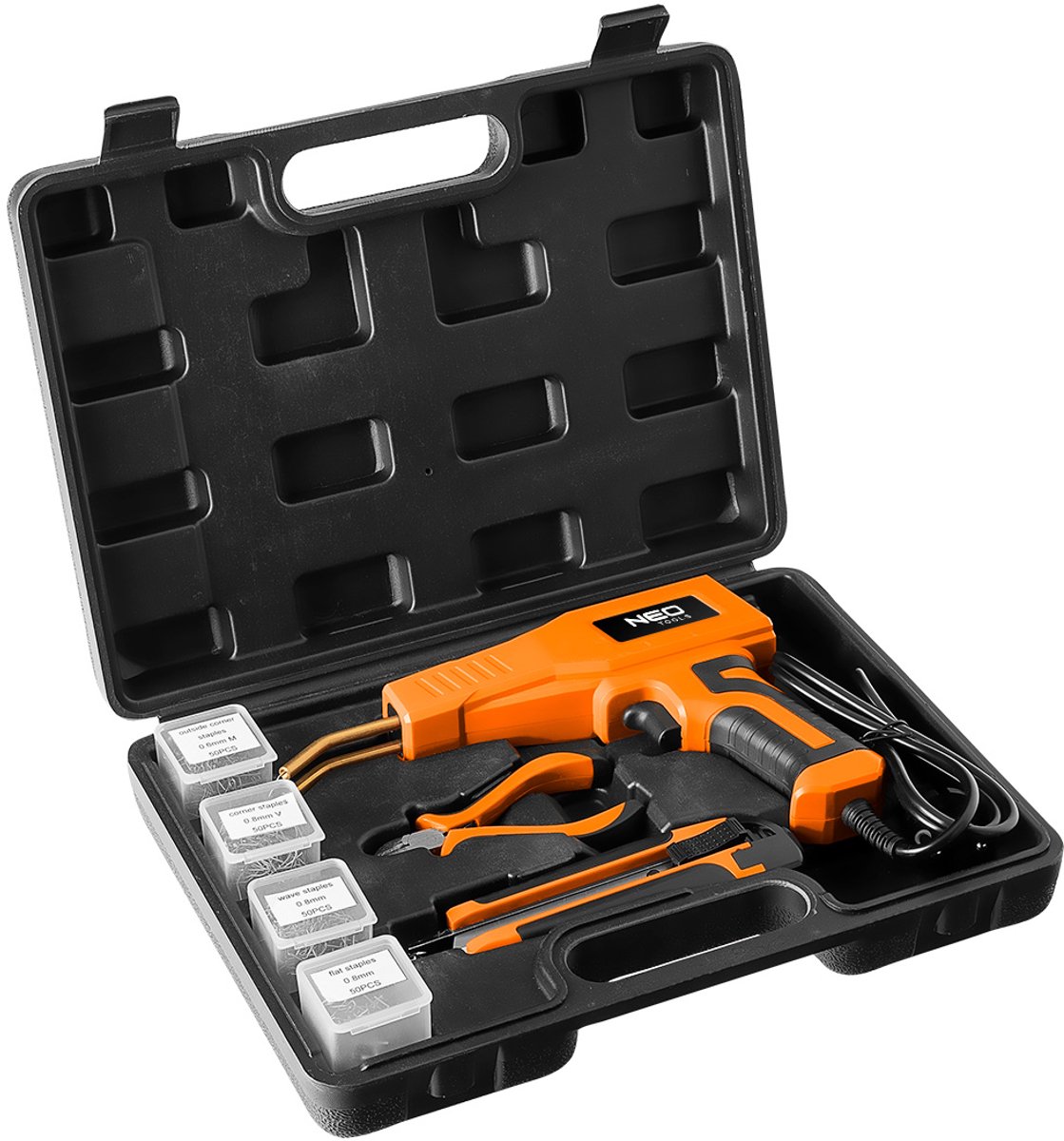 Neo Tools Serie - Kunststof Soldeerbout - 50W - Met 200 Nietjes - Inclusief Accessoires