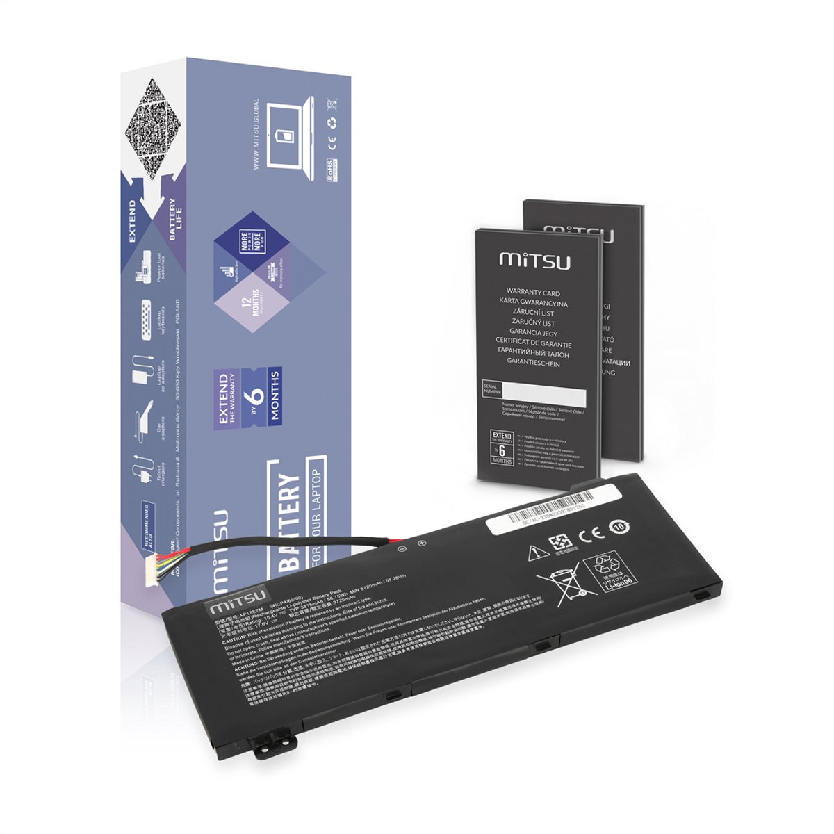 Mitsu AP18E7M Serie - Laptopbatterij - Hoge Capaciteit - Acer Compatibiliteit - 24 Maanden Garantie
