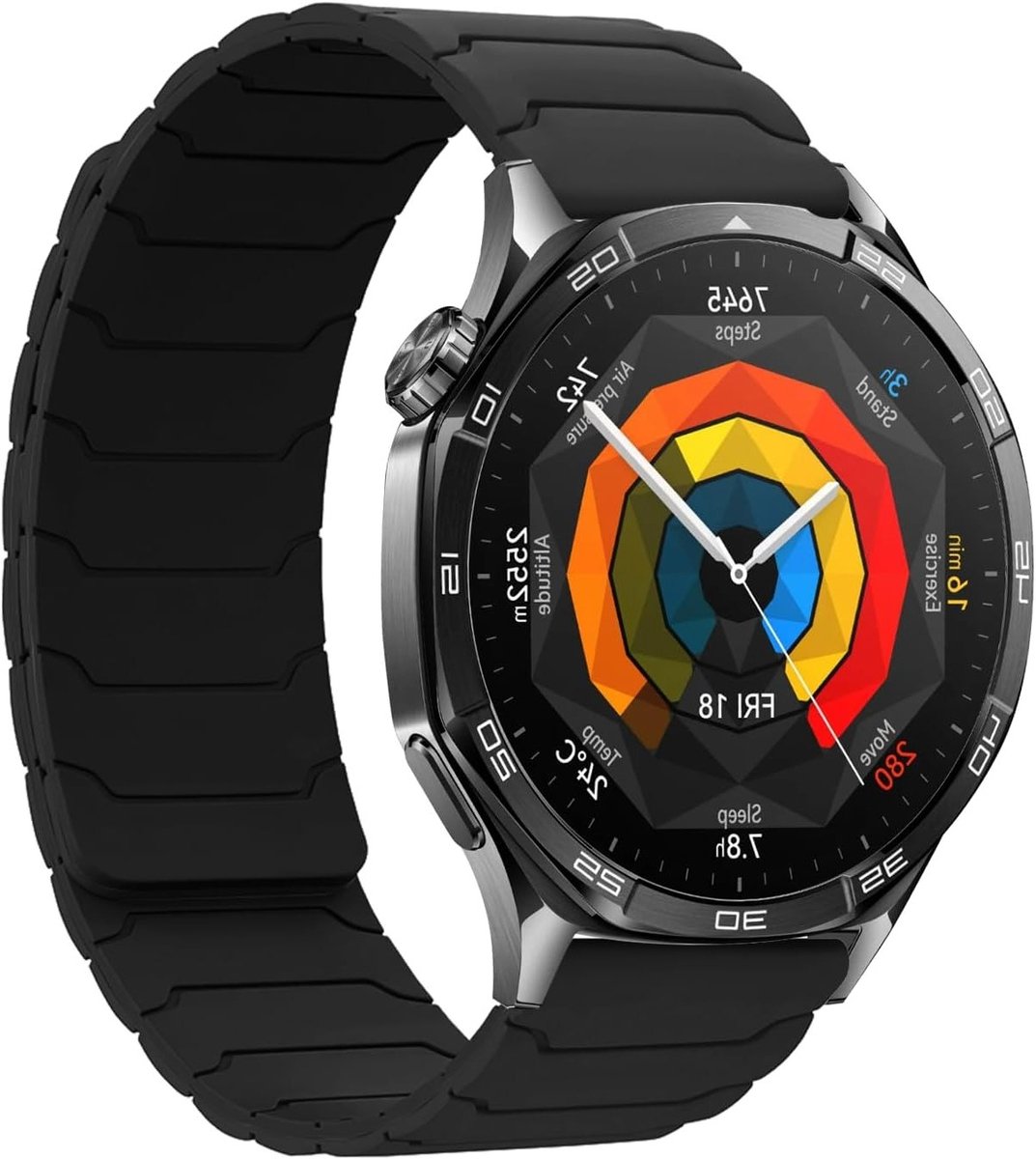 22mm Magnetische Sportband voor Smartwatches, Sterke Dubbele Silicone Band voor Huawei Watch GT 6, GT 5 en GT 4, Zwart en Duurzaam