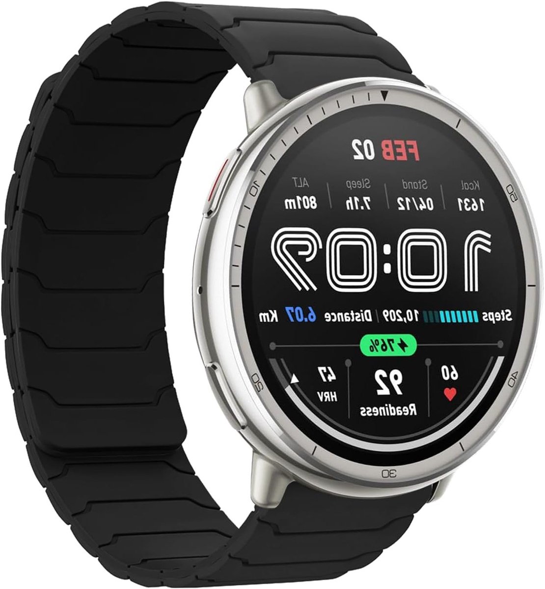20mm Zwart Siliconen Vervangband voor Smartwatches, Sterke Magnetische Sluiting, Compatibel met T-Rex 3 Pro, GTR Mini en GTS 4