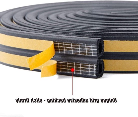 Dichtingsband voor Deuren en Ramen - Geluidsisolatie, Anti-Collisie Rubber Foam Strip, 6 meter Lang en Zwart van Merkloos — afbeelding 3