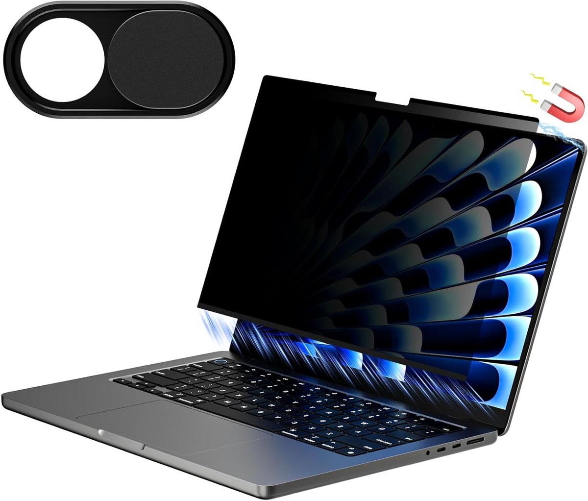 Privacy Screen Protector voor MacBook Pro 14/14.2" (2021-2025) met Blauwe Lichtfilter en Camera Cover, Eenvoudig te Monteren en Verwijderen