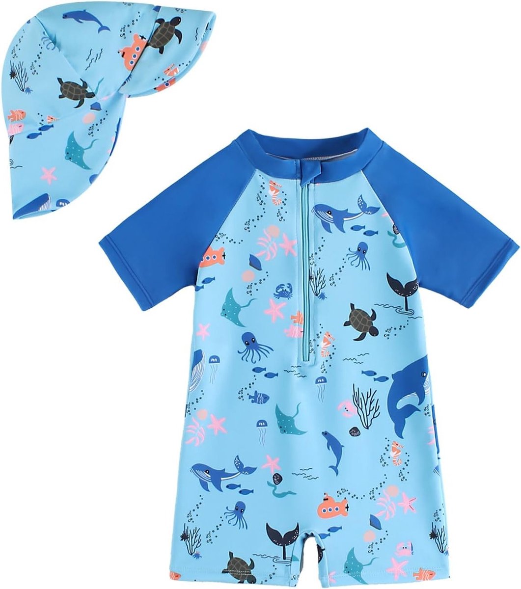 Zomerse Baby Badpak met Korte Mouwen voor Peuters - UV Bescherming voor Jongens en Meisjes 3 Maanden tot 3 Jaar